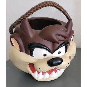 Vintage 1997 "Taz" WB Looney Tunes 3D Candy Pail With Rope Handle Halloween